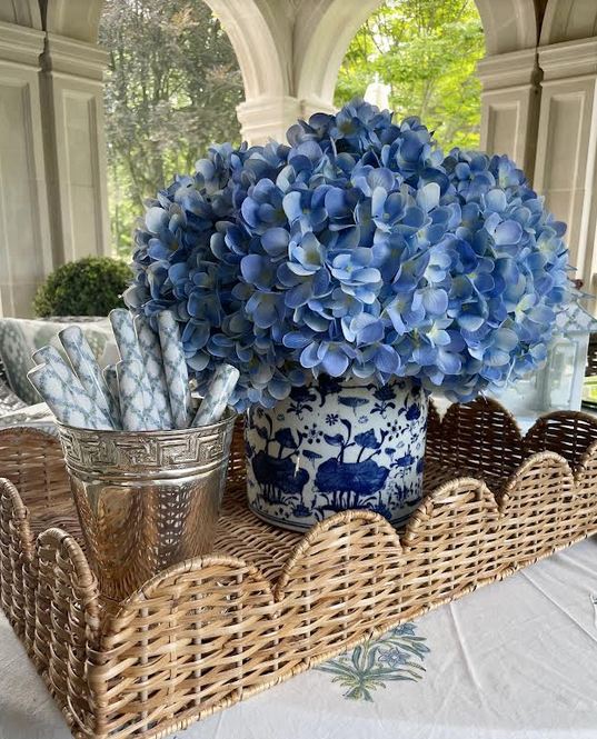 Scalloped Rectangular Wicker Tray