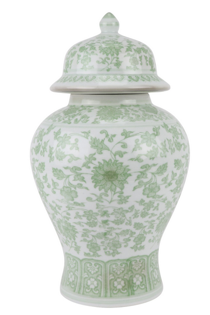 Soft Green Floral Jar