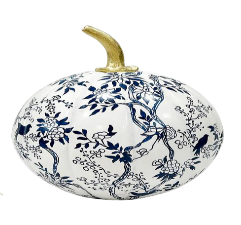 White Pumpkin with Blue Floral