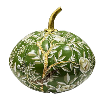 Medium Moss Green Chinoiserie Pumpkin