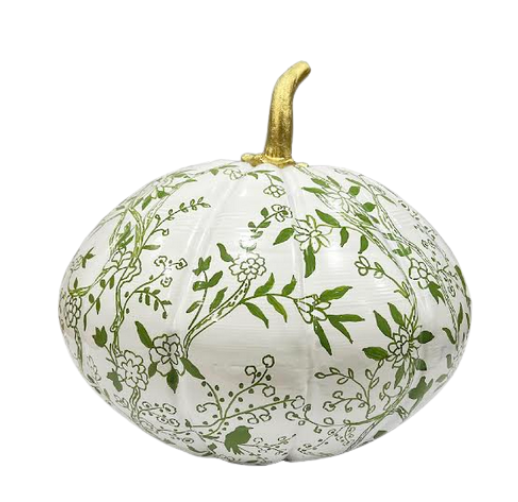 White Pumpkin with Green Floral