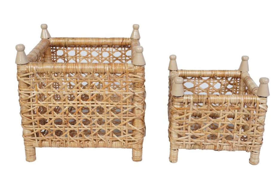 Natural Cane Wicker Box Planter