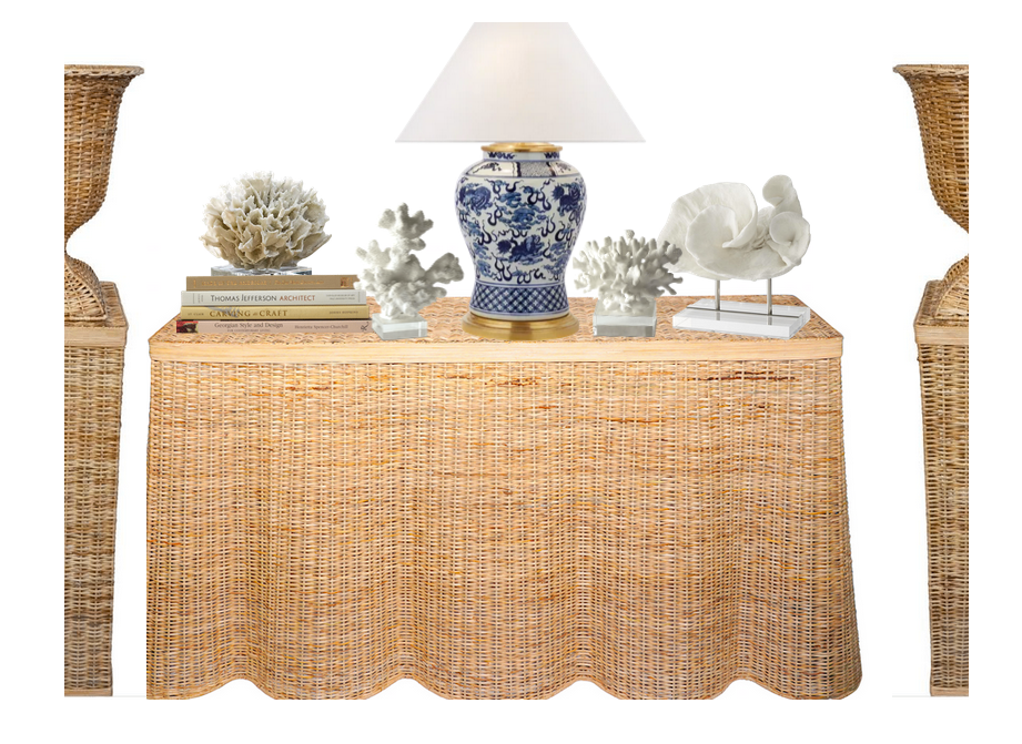 Scalloped Wicker Console