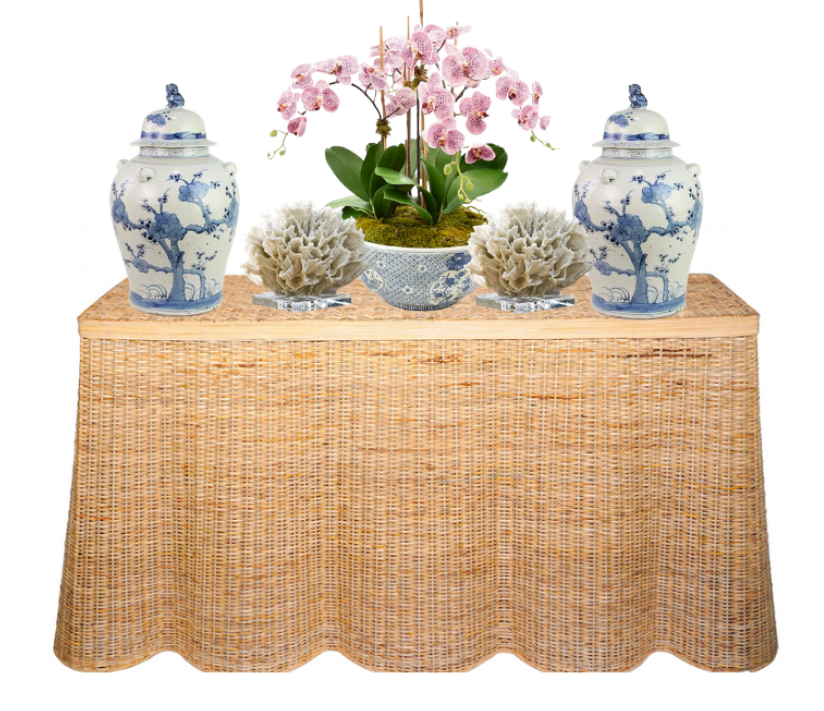 Scalloped Wicker Console