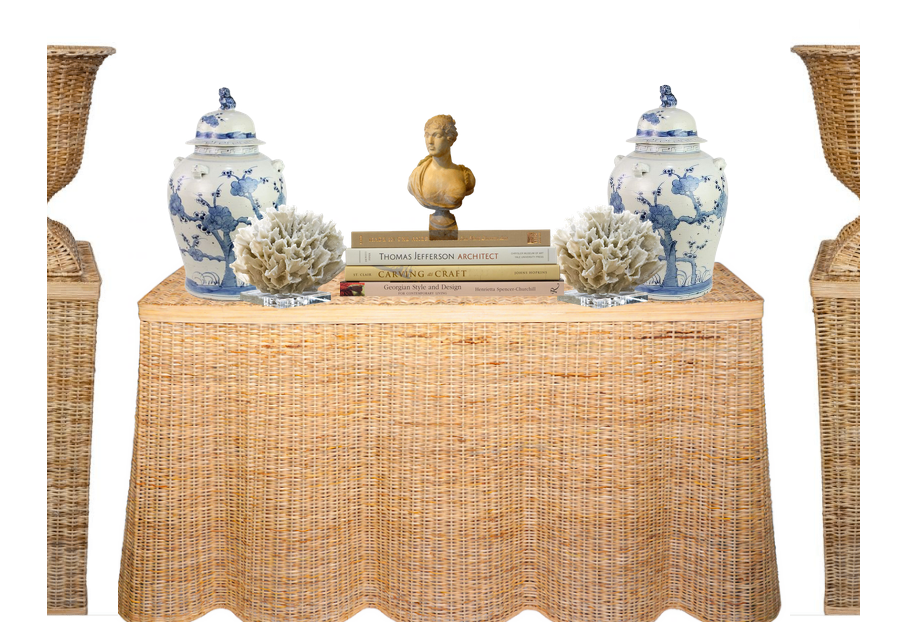 Scalloped Wicker Console