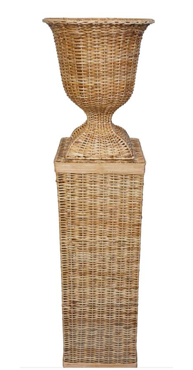 Square Wicker Urn and Pedestal