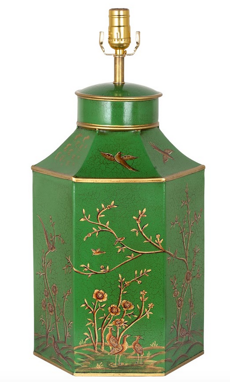 Chinoiserie Green/goldHexagon Lamp