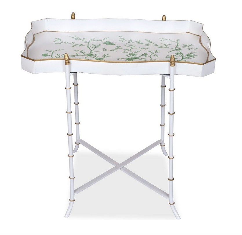 Rectangular Tray Table Ivory & Green RECTANGULAR TRAY TABLE