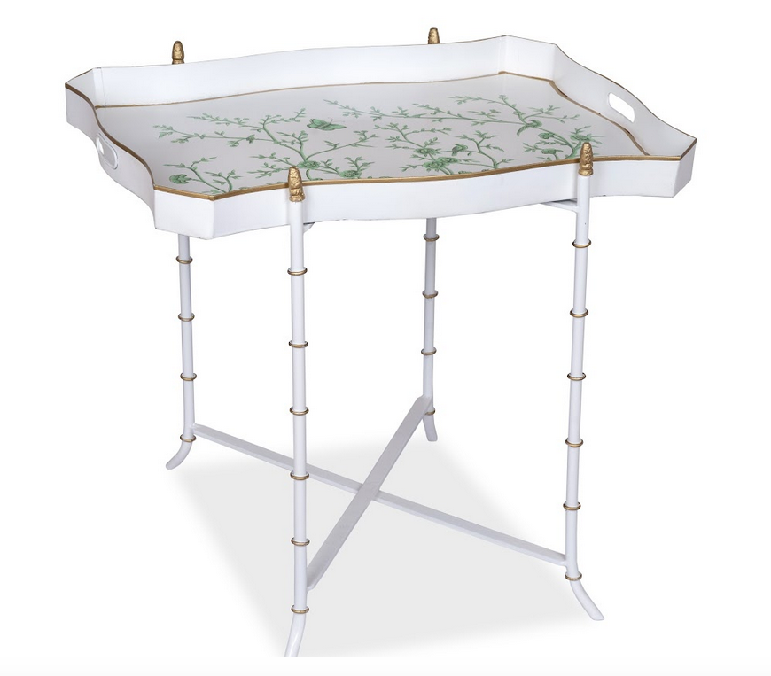 Ivory & Green RECTANGULAR TRAY TABLE