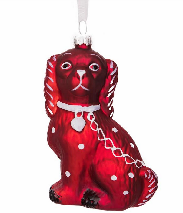 Red Pearlized Staffordshire Dog Ornament