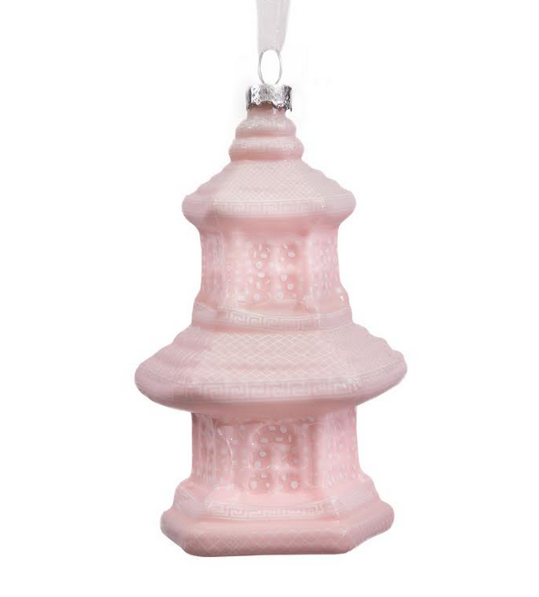 Pearlized Pink Pagoda Ornament