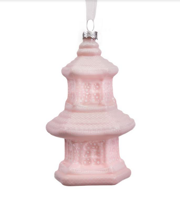 Pearlized Pink Pagoda Ornament