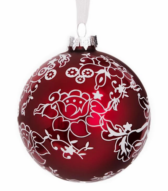 Pearlized Red Floral Ball