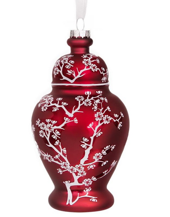 Pearlized Red Floral Jar