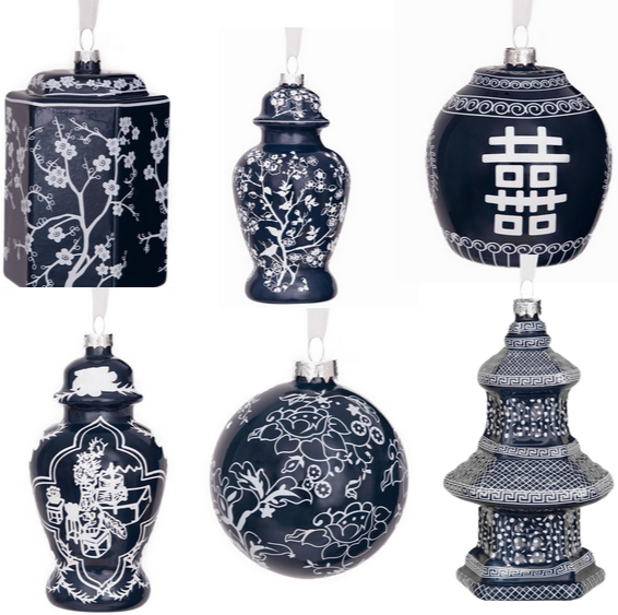 Festive Navy & White Ornament Bundle