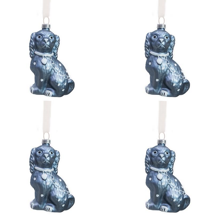 Solid Blue Staffordshire Dog Gift Topper