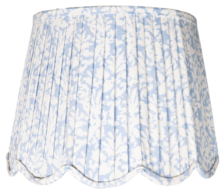 Soft Blue Pleated Scalloped Lampshade