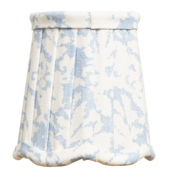 Soft Blue & White Scalloped Sconce Shade