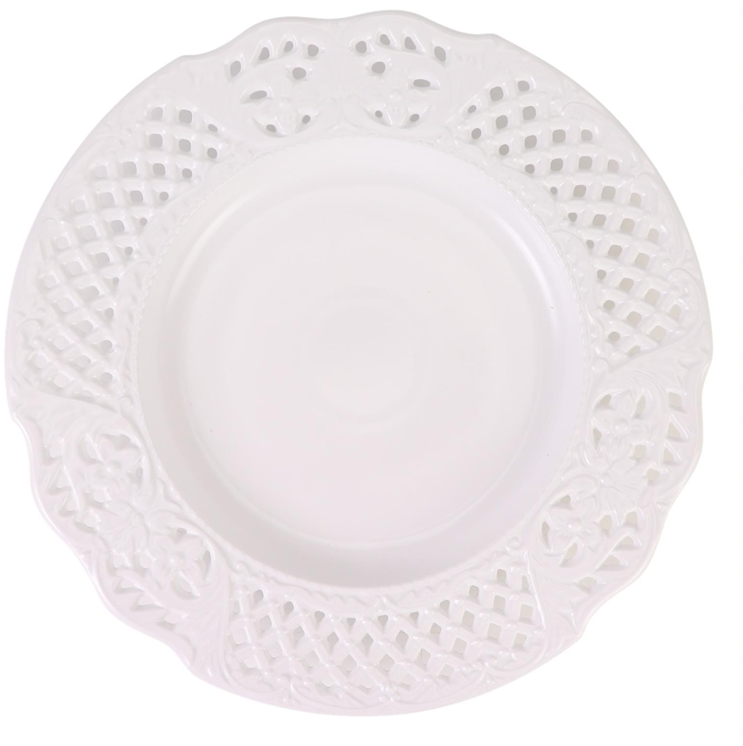 White Pierced Raised Dot and Floral Dinnerware