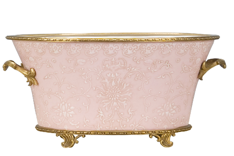 Oval Pink Ormolu Planter