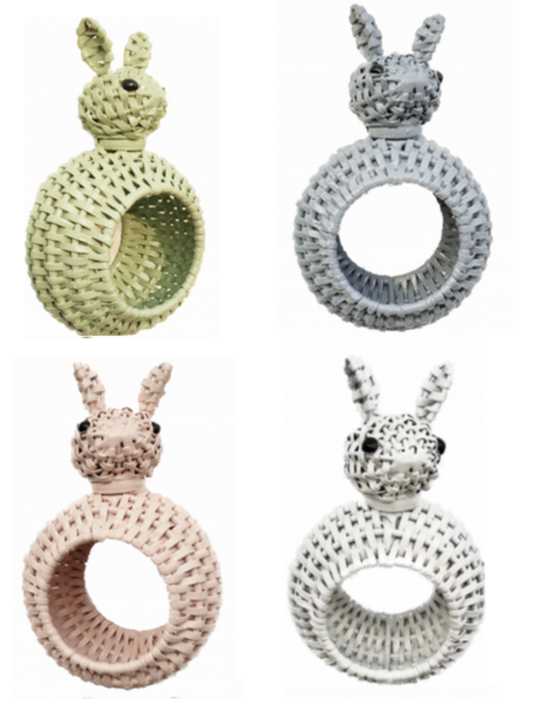 Mix Colored Wicker Bunny Napkin Rings