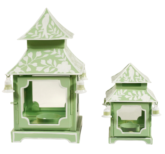 Stunning spring green chinoiserie pagoda (2 sizes)