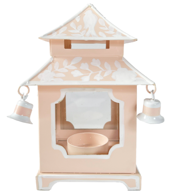 Pale Pink Chinoiserie Pagoda Lantern - Mini