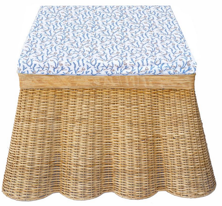 Scalloped Wicker Ottoman