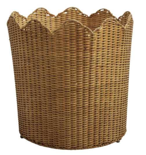 Natural Scalloped Wicker Planter