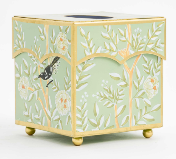 Celadon Chinoiserie Tissue Holder