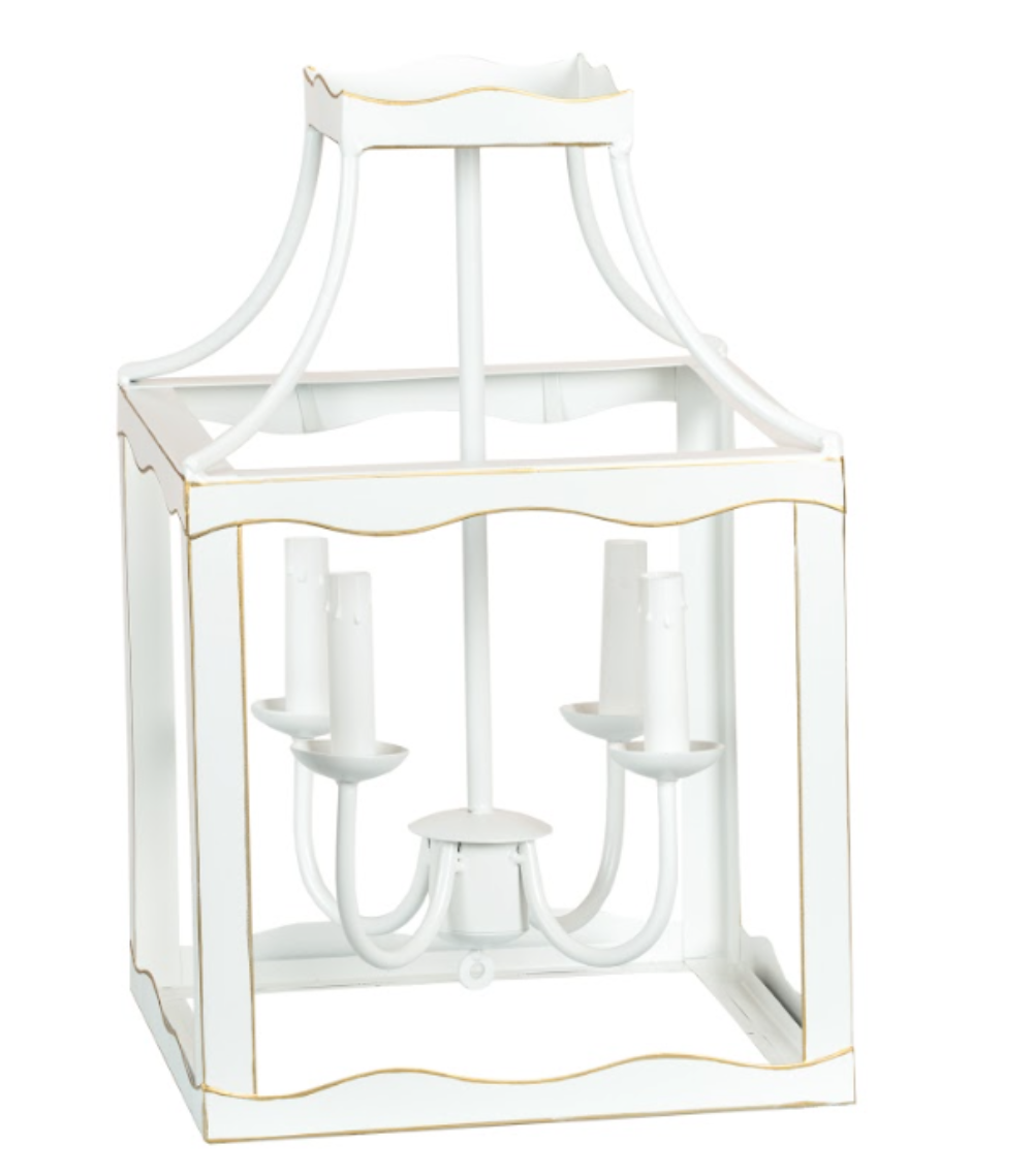 Mid Size Soft White & Gold Lantern