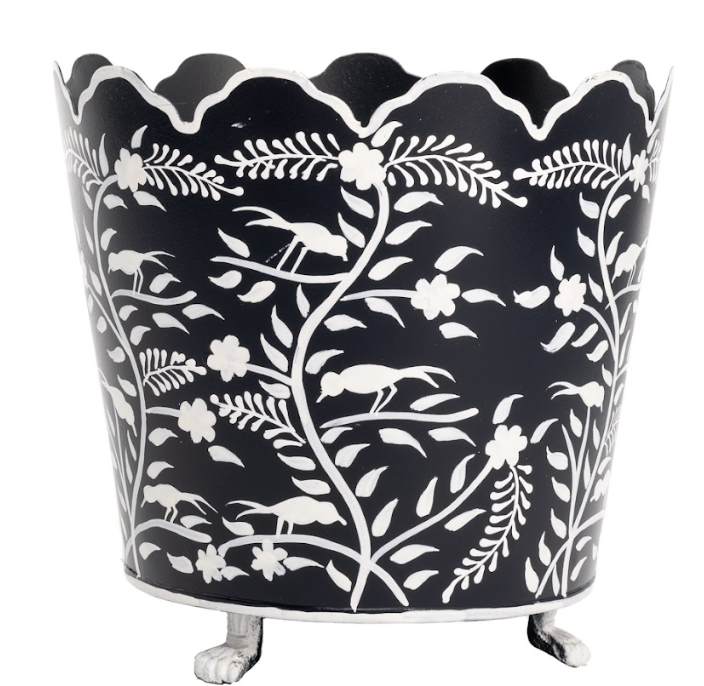 Black & White Scalloped Footed Planter