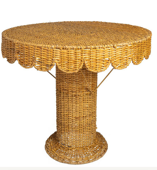 Scalloped Round Wicker Table