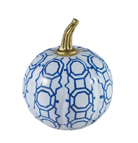 White Pumpkin with Blue Trellis