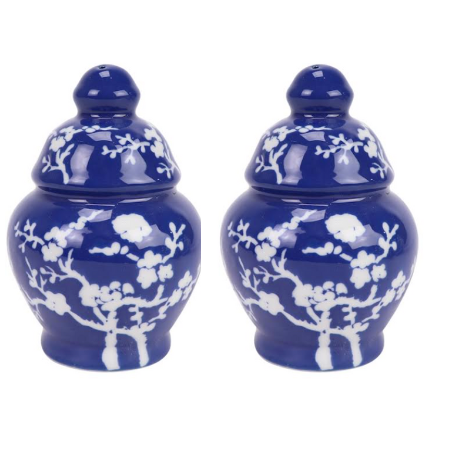 NAVY CHERRY BLOSSOM SALT AND PEPPER SHAKER