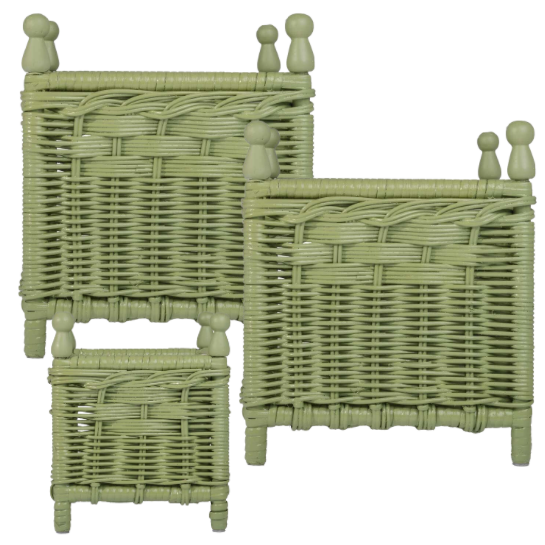 Square Moss Green Wicker Box Planter