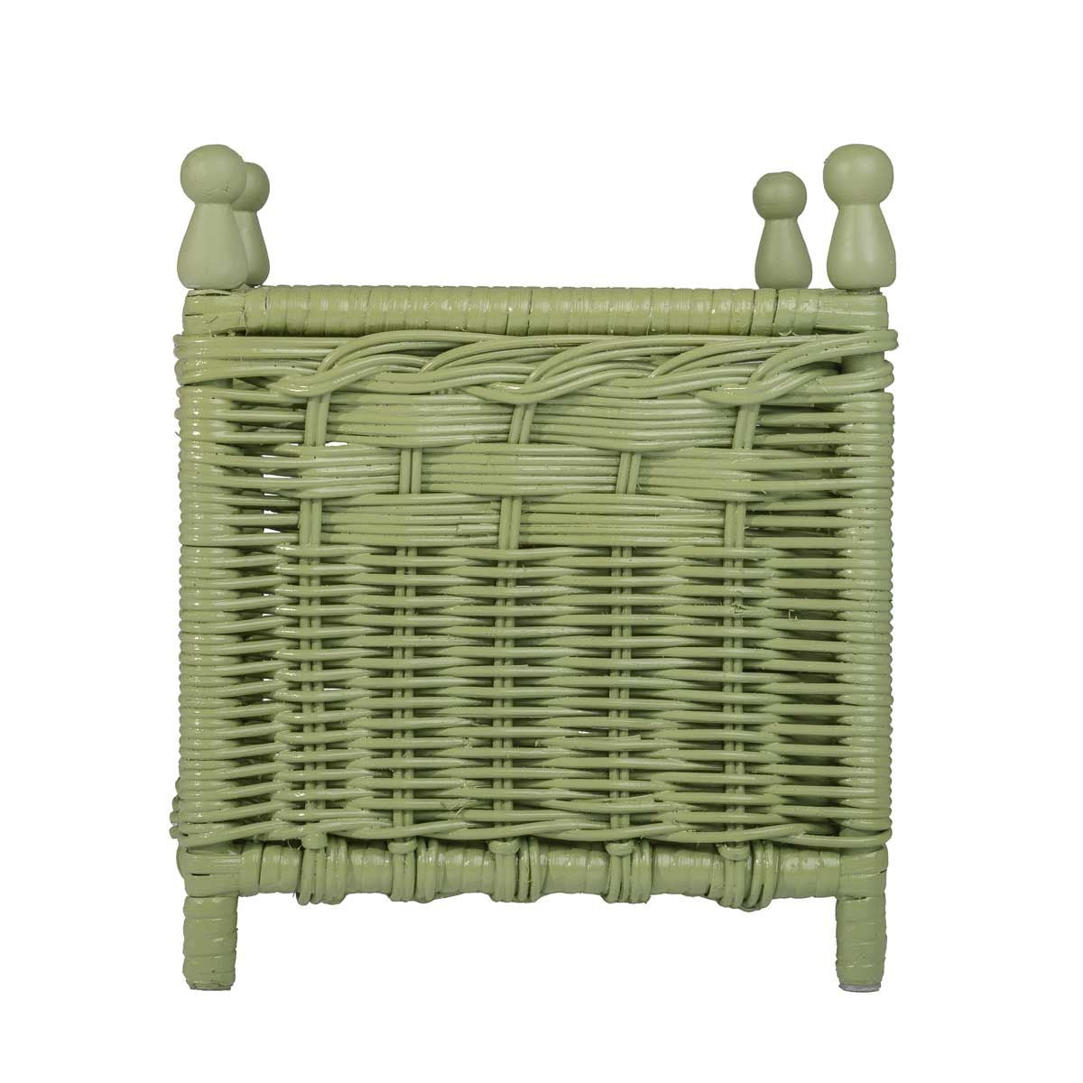 Square Moss Green Wicker Box Planter