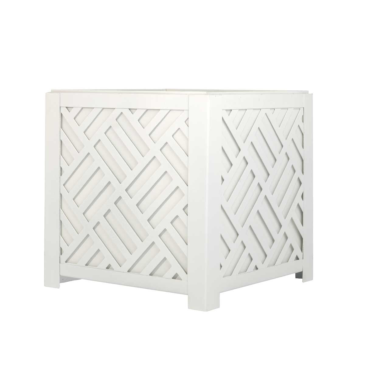 White Fretwork Planter