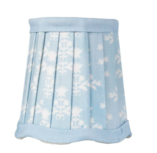 Pale Blue & White Scalloped Floral Sconce Shade