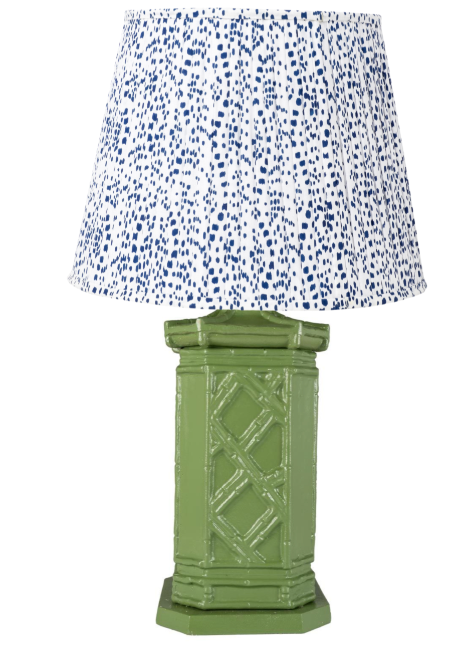 Incredible bamboo/chippendale tole tall lamp (mossy green)