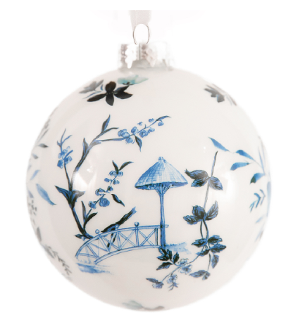 Chinoiserie With Bridge Blue Ball Ornament