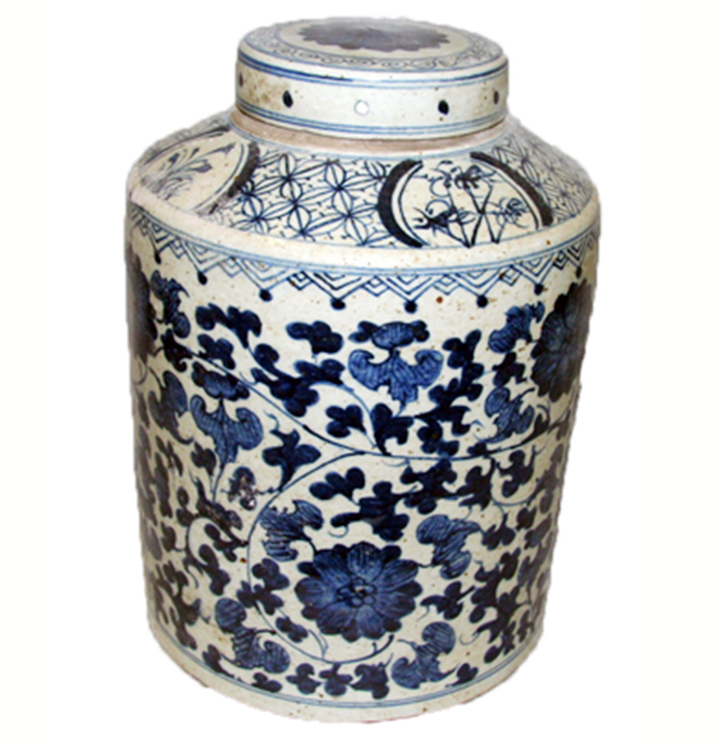 Antiqued Floral Tea Jar