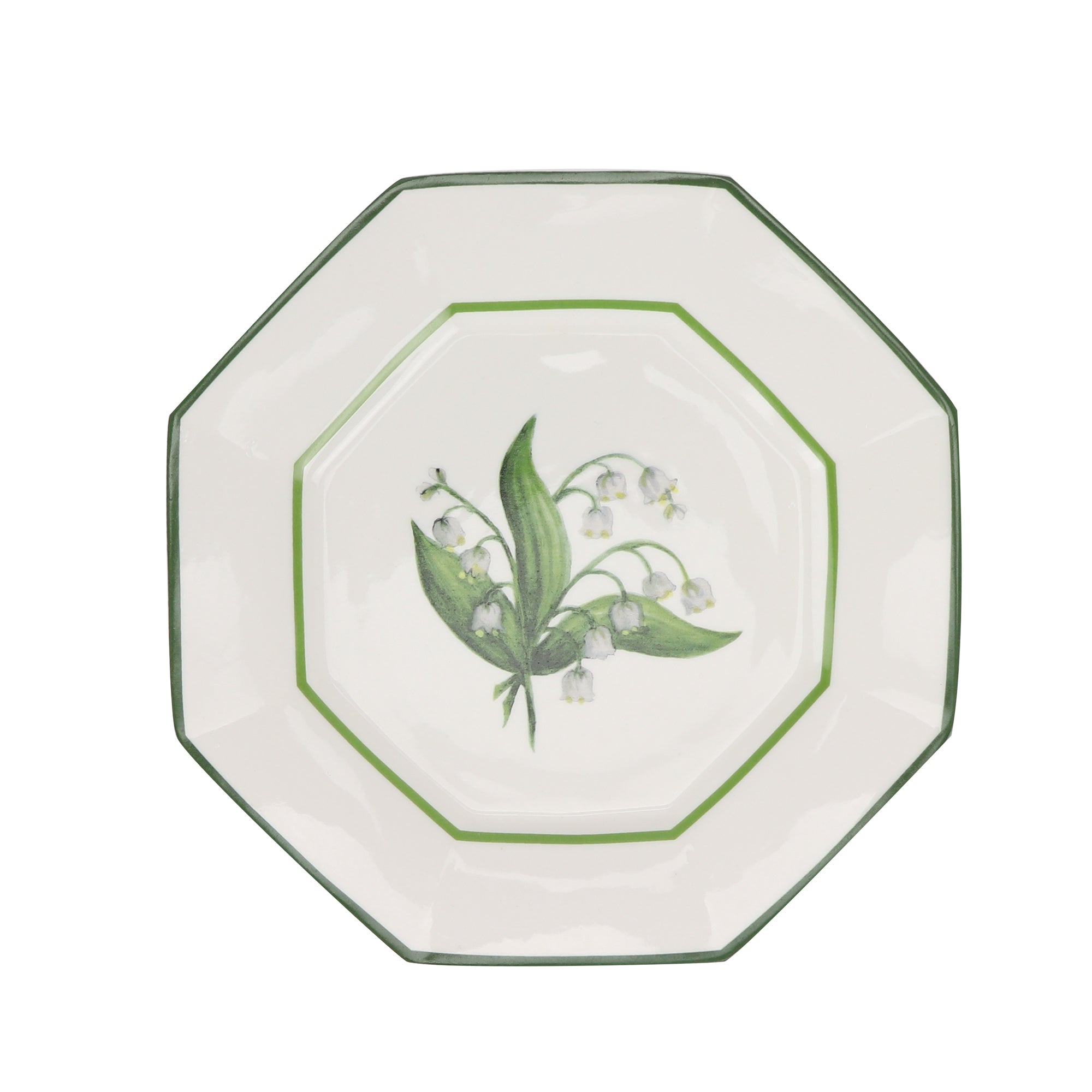 LILY OF THE VALLEY GREEN AND WHITE SALAD PLATE