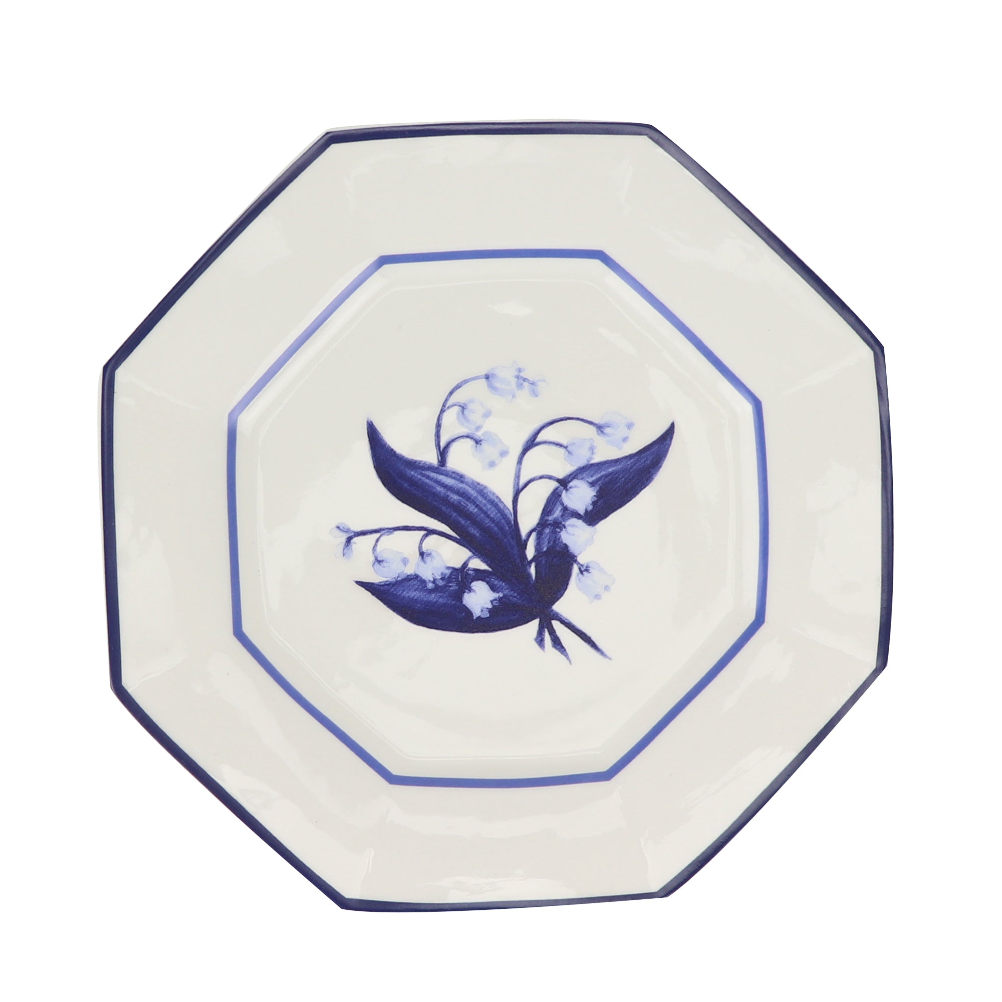 LILY OF THE VALLEY BLUE AND WHITE SALAD PLATE