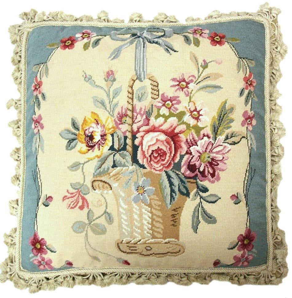 Stunning floral bouquet needlepoint pillow