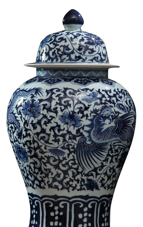 Large Dragon Floral Ginger Jar