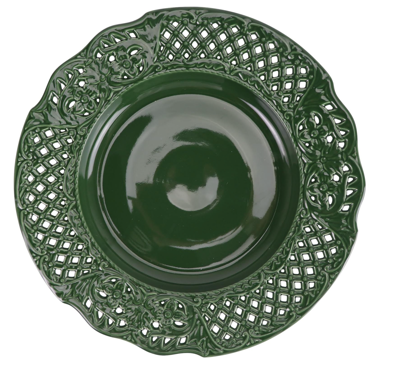 Moss Green PIERCED RAISED DOT AND FLORAL DINNERWARE