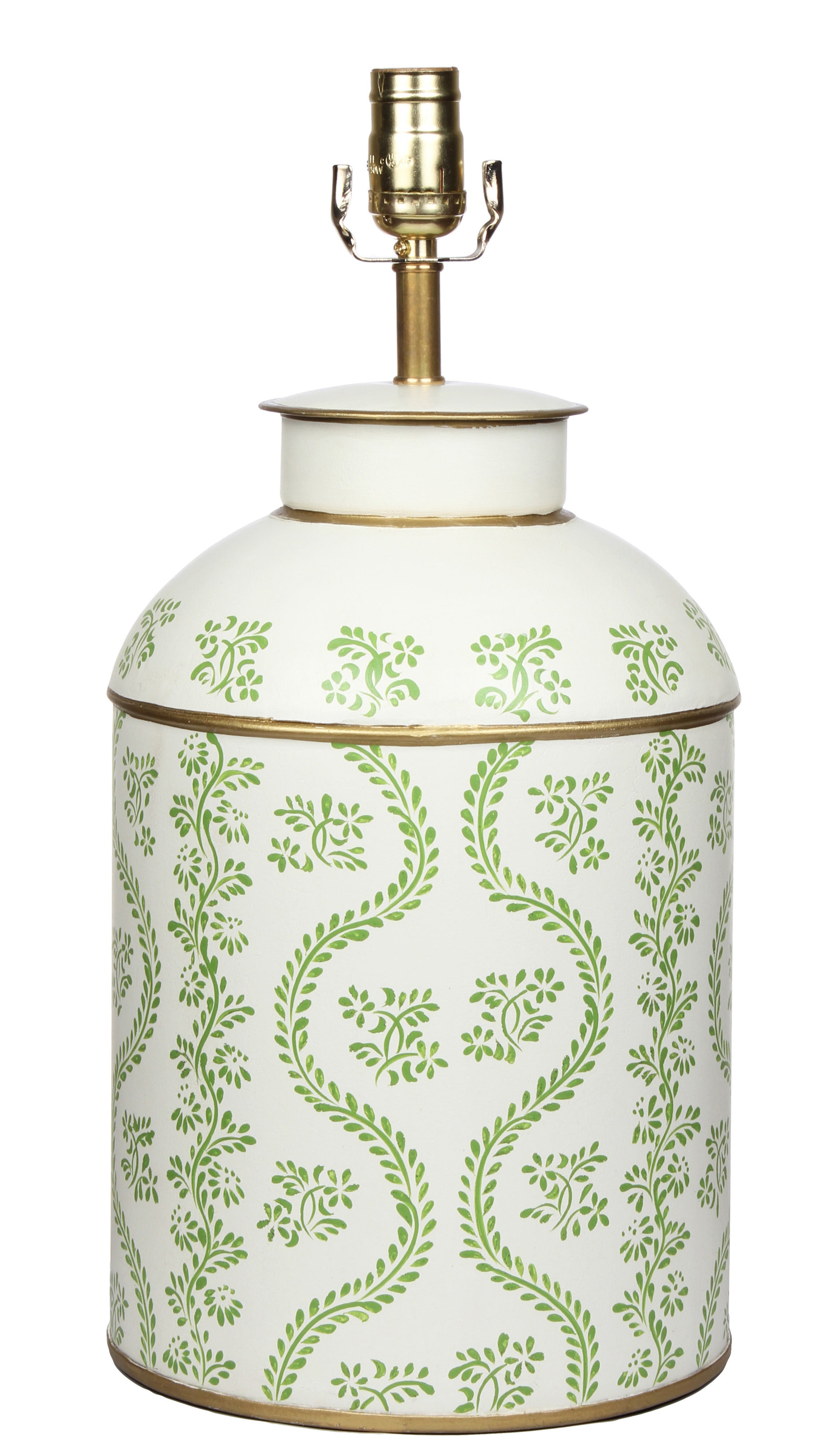 Incredible new tole lamp in spring green/ivory