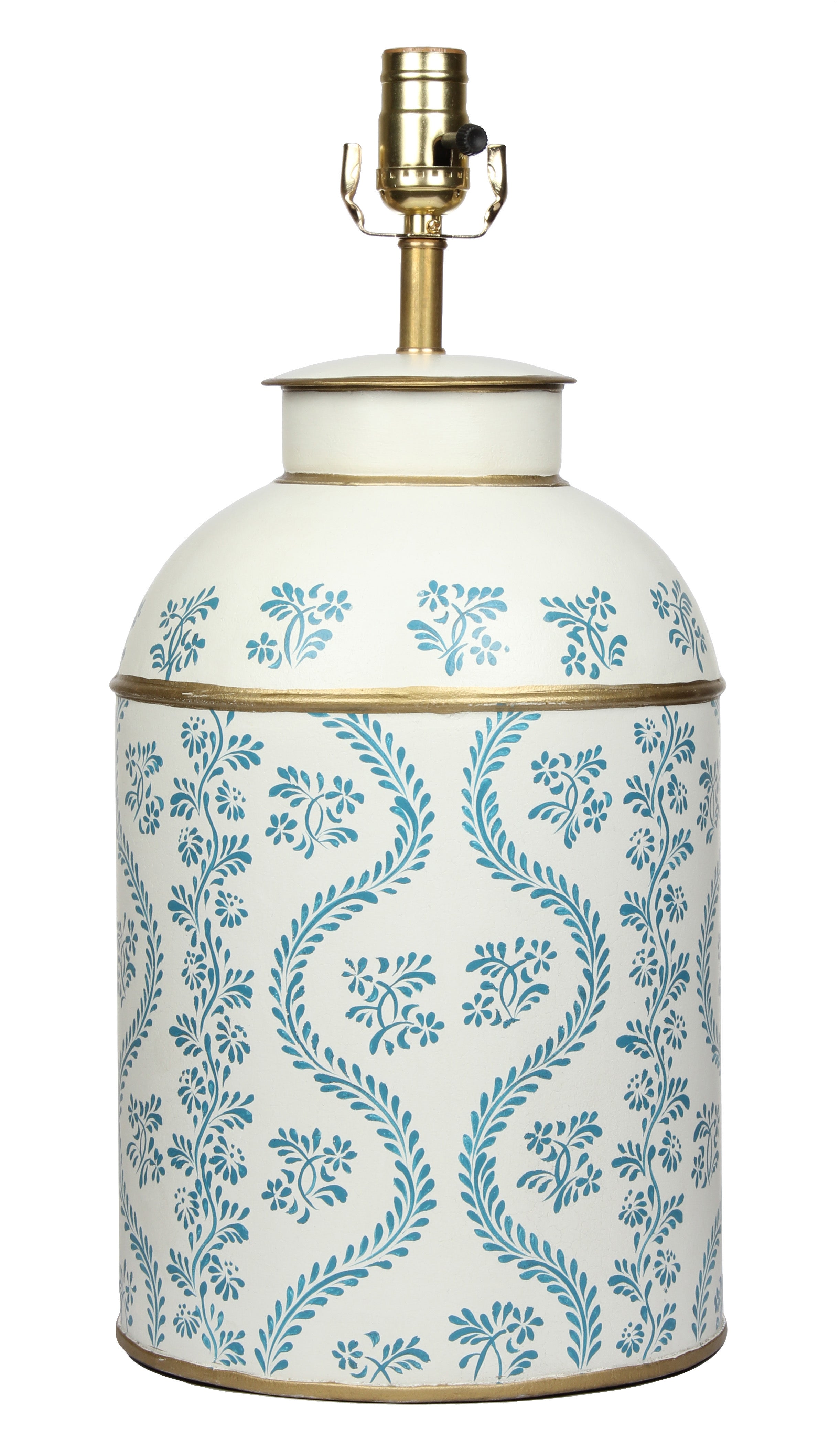 Incredible new tole lamp in med blue/ivory