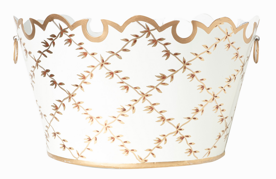 Ivory Trellis Scalloped Planter